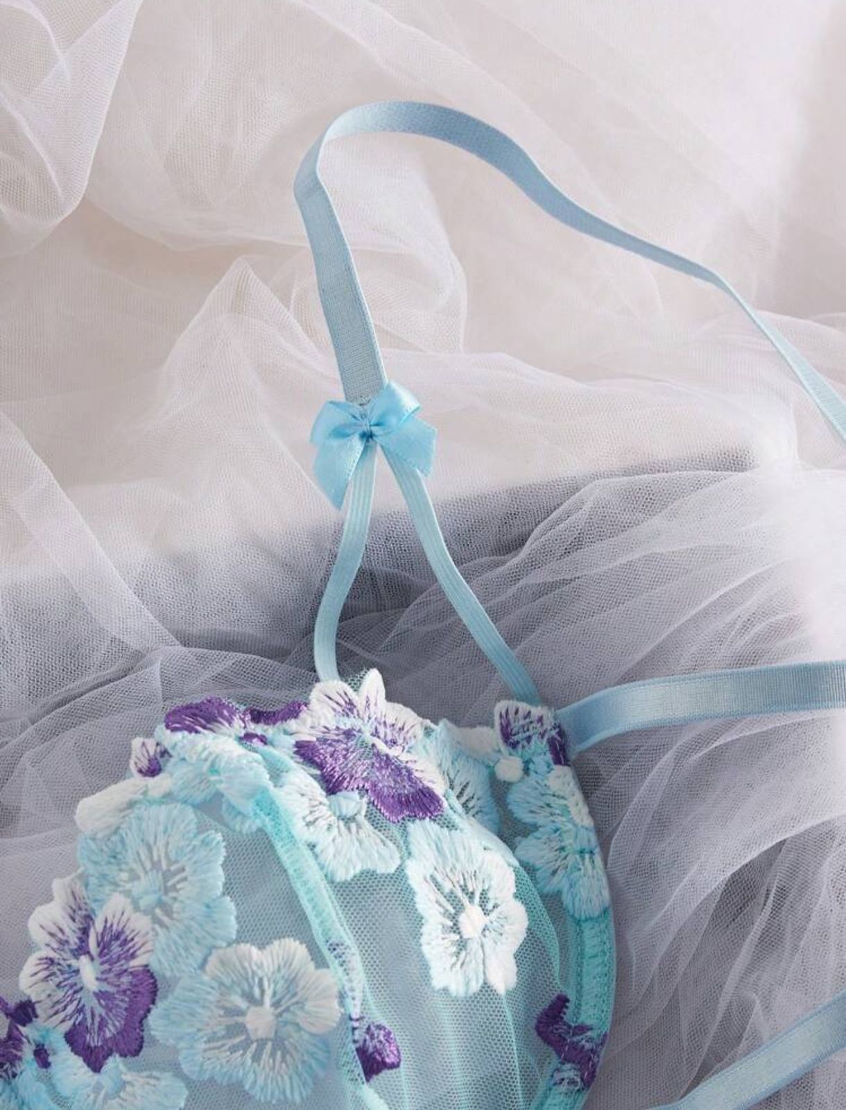 Babyblue Floral Lingerie Set