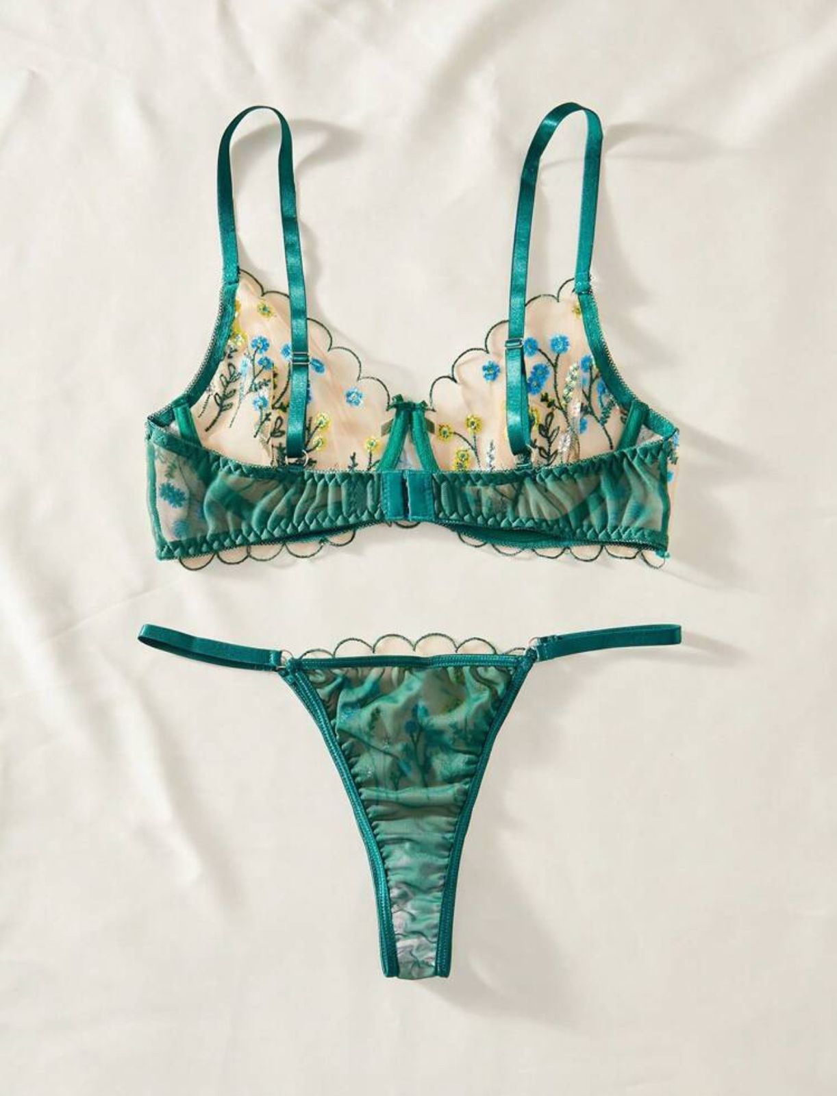 Floral Green Lingerie Set