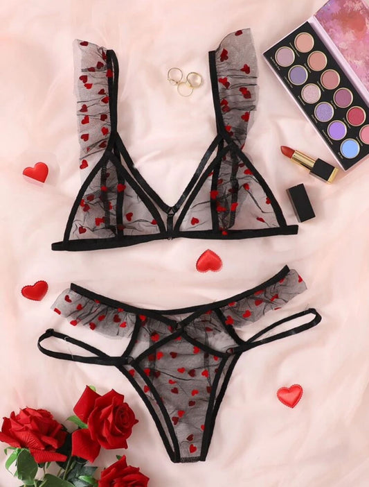 PetitDoll Heart Pattern Lingerie Set